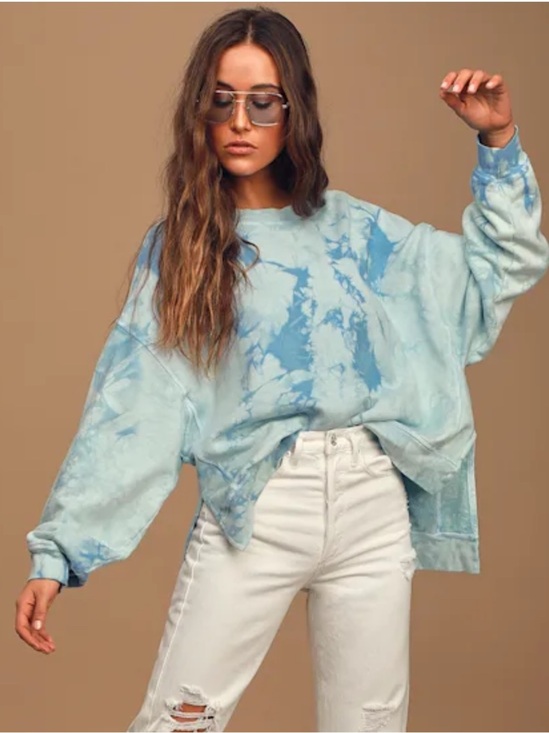 Lulus Tops - Lulus Boxy Sweatshirt All Warmed Up Blue Tie Dye Oversized Pullover Size XS
